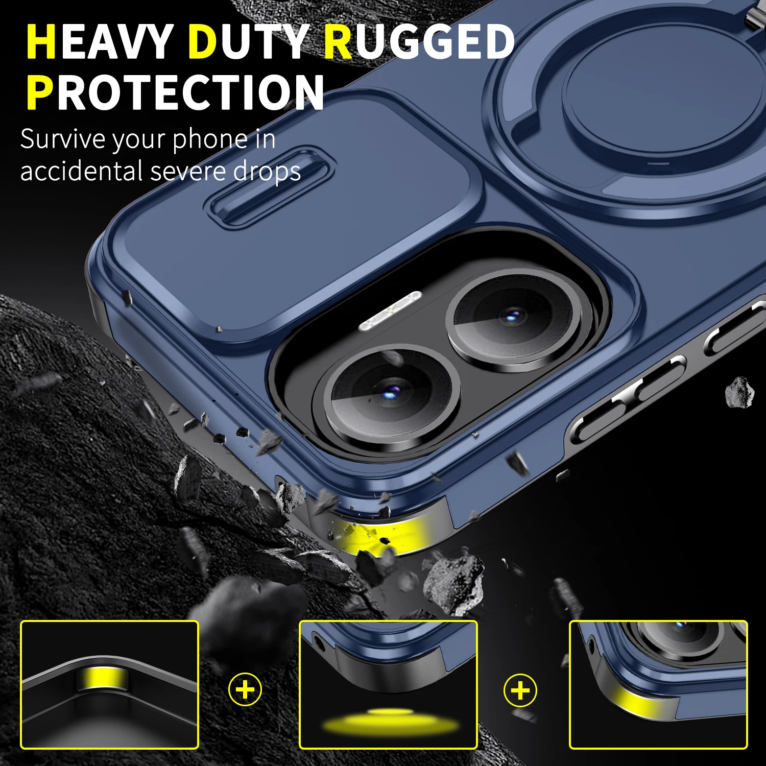 360 ° حافظة مغناطيسية دوارة لهاتف Poco F7 Ultra F7 X7 Pro X7 X6 Pro X6 C75 C71 غطاء نافذة الكاميرا المضاد للسقوط #2