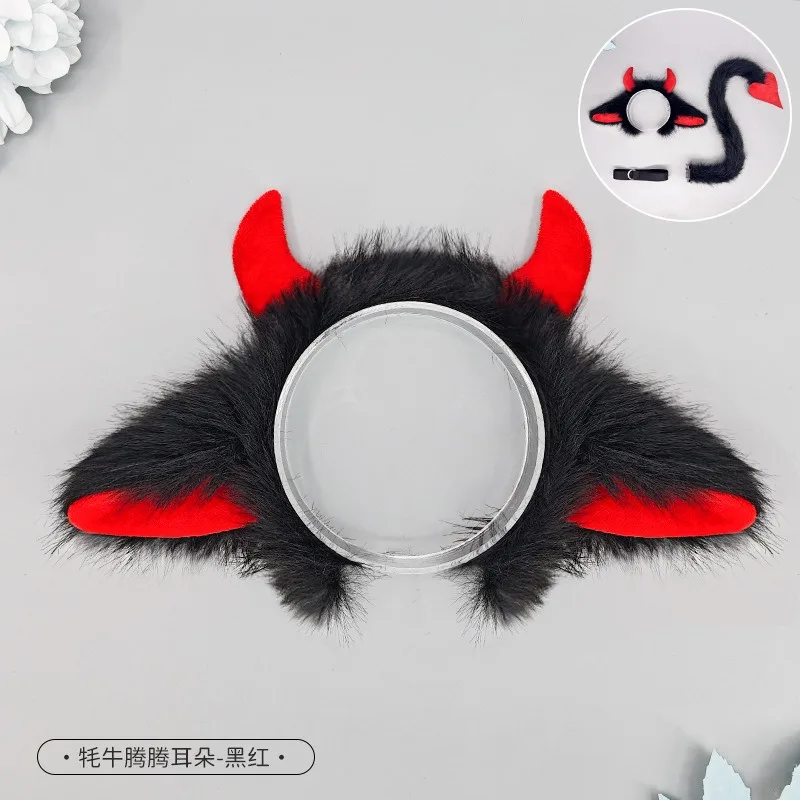 할로윈 악마 경적 모양의 머리 후프 고스 블랙 레드 불 귀 여성용 헤어 밴드 소녀 할로윈 의상 파티 코스프레 모자를 쓰고 있죠