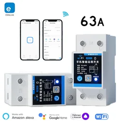 eWelink 63A Din Rail Smart Switch Relay,APP Remote Control,Timer Inching Function,2P Circuit Breaker Switch ,Works with Alexa