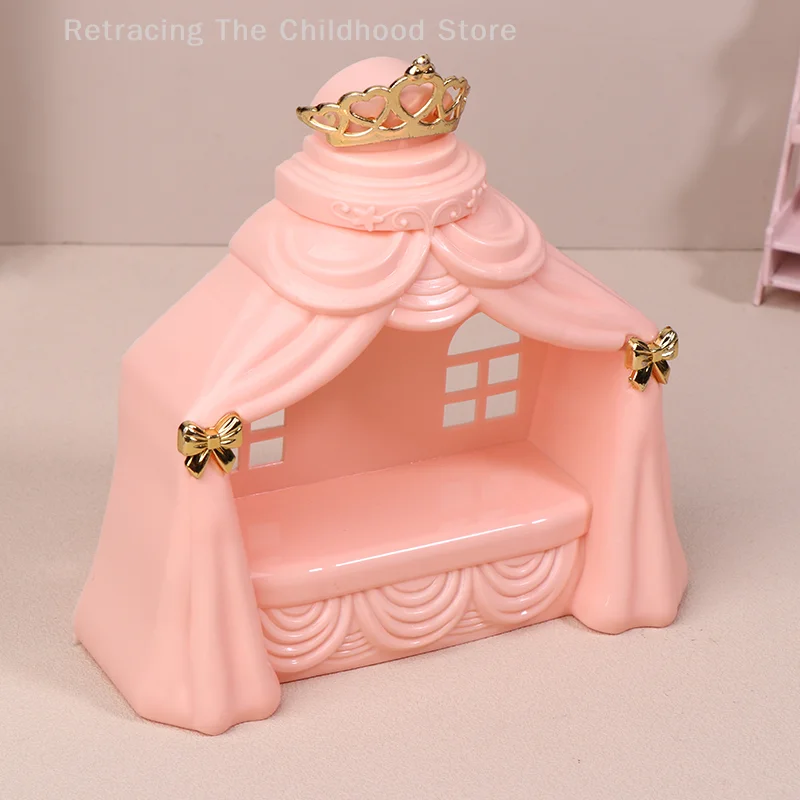 1/12 Poppenhuis Mini Prinses Bed Model Poppenhuis Slaapkamer Meubels Decoratie Poppenhuis Accessoires Fantasiespel Speelgoed