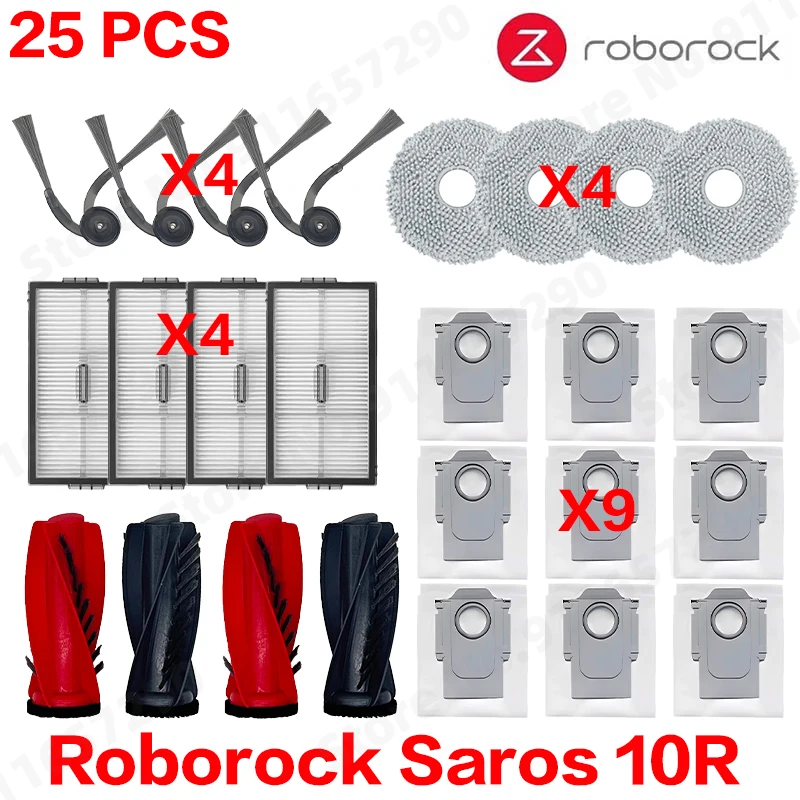 Roborock Saros 10R reserveonderdelen Hoofdzijborstel Hepa-filter Mopdoek Stofzak Accessoires obot Stofzuigers Kit