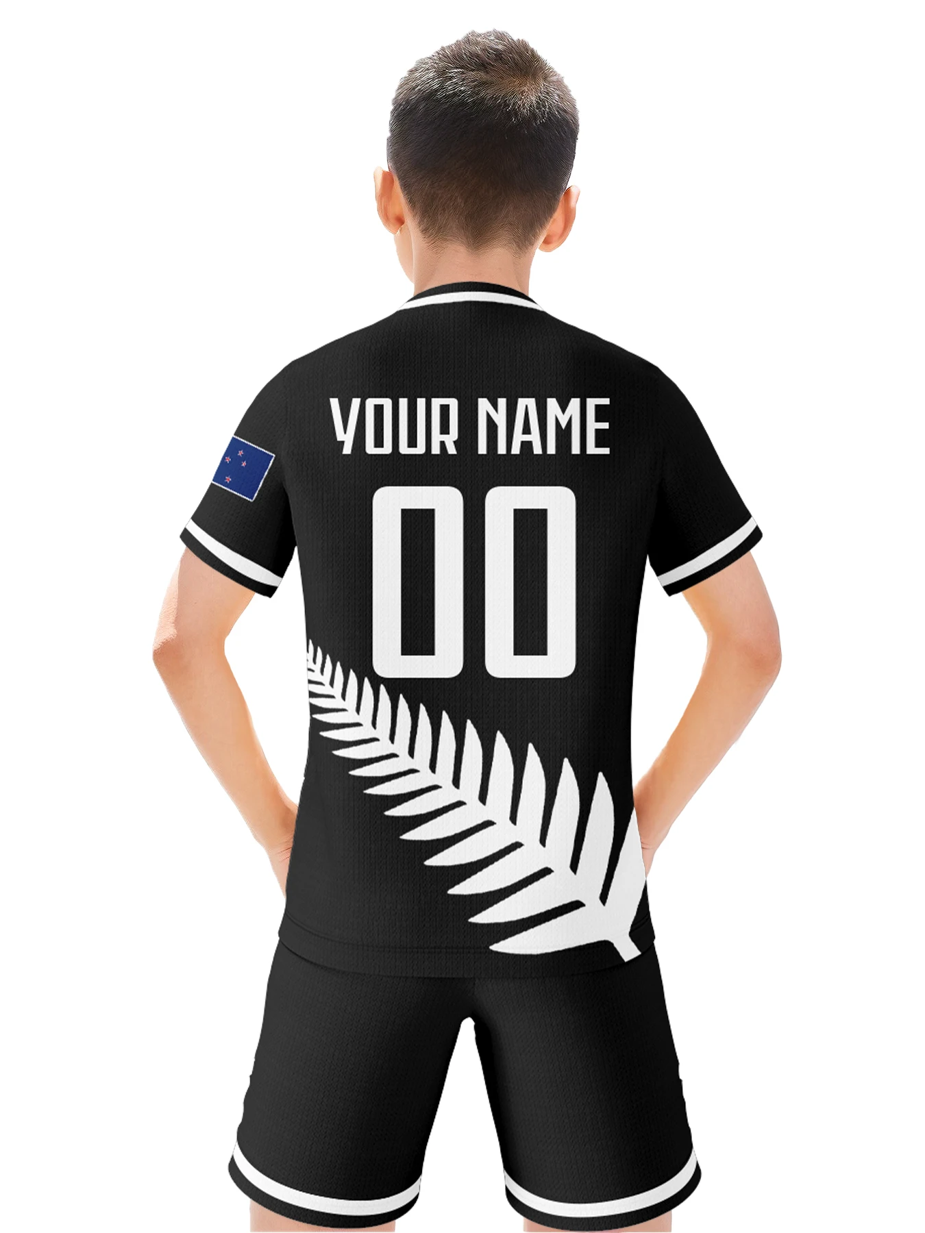 Customized Kids New Zealand Soccer Kit Personalized Football Set with Name & Number, Breathable National Team Training Uniform