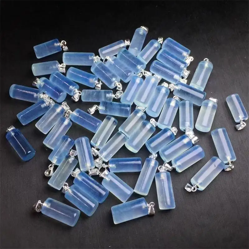 女性のための天然アクアマリン円筒形ペンダント,日曜大工のパーティージュエリー,風水ギフト,癒しのエネルギー宝石,s925