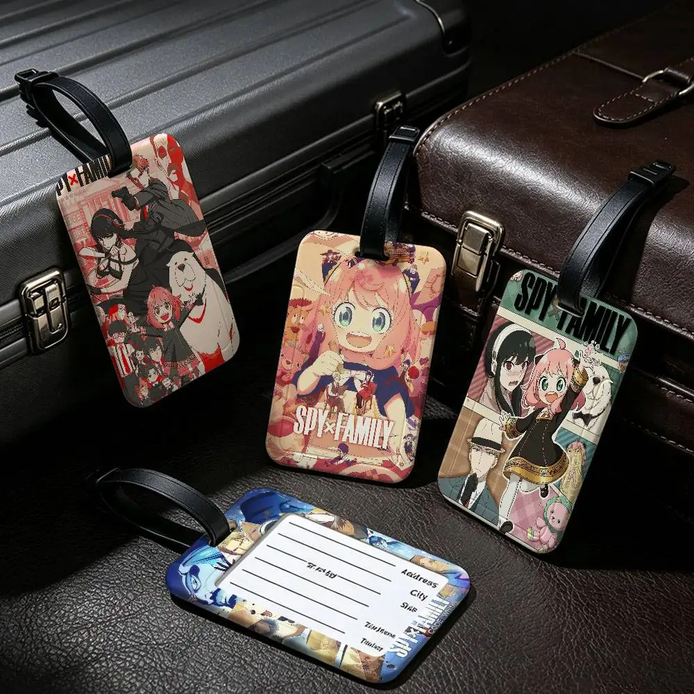Anime Spy x Family Waterproof PVC Baggage Tag With Info Card Anti lost Identification Tag For Luggage School Backpack