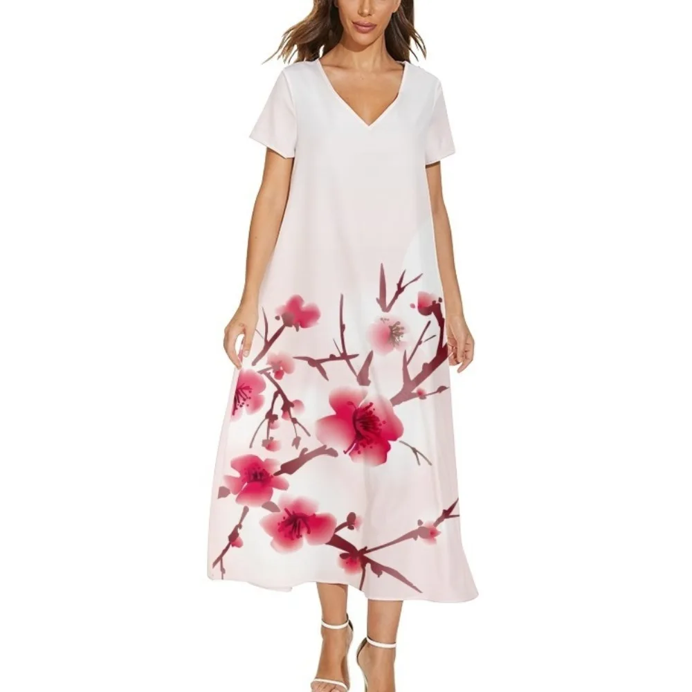 

Summer Casual Dresses Floral Sexy V Neck Maxi Dresses Party Beach Sundress Fashion Loose Dress Y2K Dress Lady Vestido Elegant