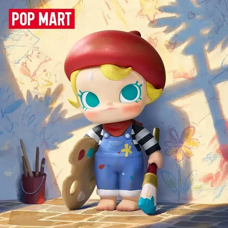 Pop mart bebê molly futuro pintor série caixa cega brinquedos kawaii anime figura de ação caixa caja surpresa caixa mistério bonecas meninas