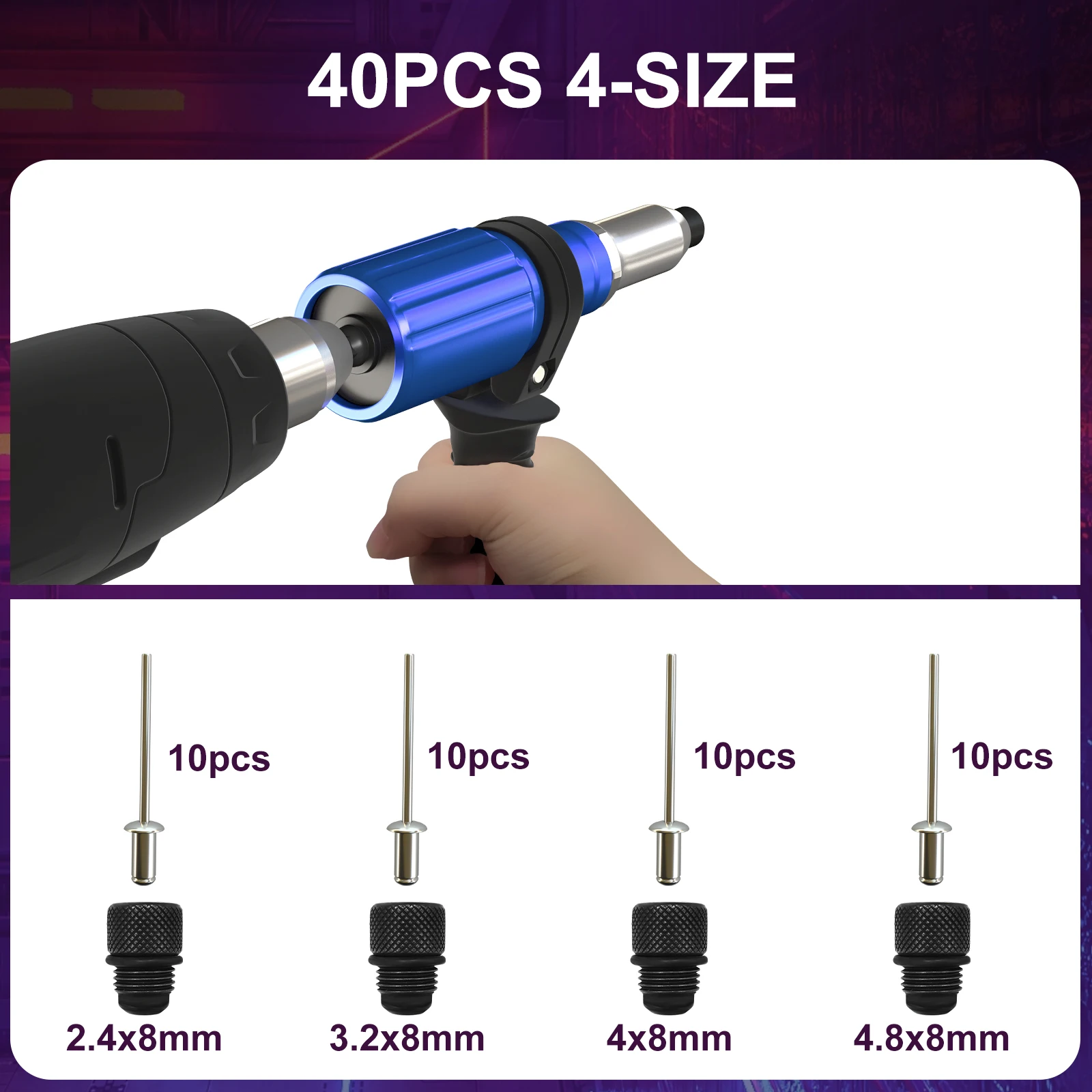 Alicadores Rebite Elétrico, Adaptador Rebite Cego, Acessório Rebite, Chaves De Fenda Sem Fio, Rebite Gun