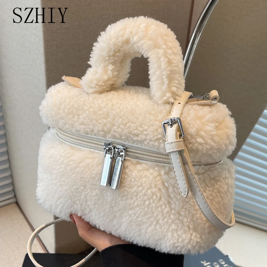 Fashion Women Handbag Designer Camera Bag Plush One Shoulder Bag Winter Slant Crossbody Purse for Girls Party Hand Bags 2023 New