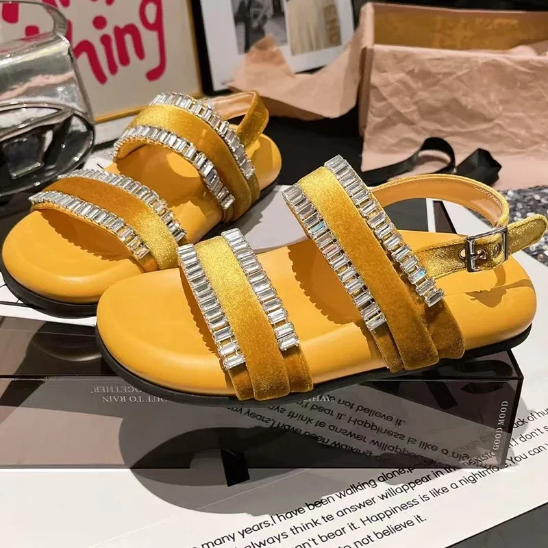

Women Flats Sandals Crystal Fashion New Shoes Casual Summer Slippers 2025 Trend Beach Flip Flops Woman Slides Sandalias De Mujer