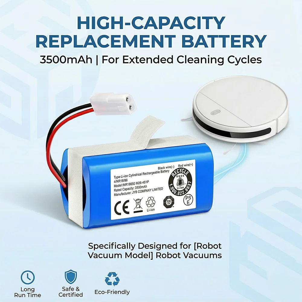 For XiaoMi G1 MJSTG1 MIJIA Essential Robot Vacuum Cleaner 14.4V 3200mAh Rechargeable Li-ion Battery Pack