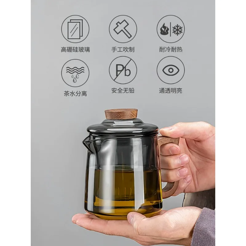 2023 New Glass Tea Set Home Kung Fu Tea Pot, Tea Cup, Office Drinking Tea, Tea Pot, Full Set of Light Luxury