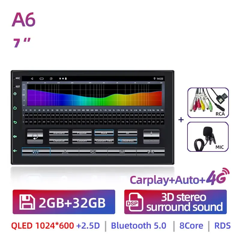 Ruancheng 8G 128G 2 Din Android 14 Autoradio GPS AI Carplay Auto Stereo Universele 7 "voor Volkswagen Nissan Hyundai Kia Toyota