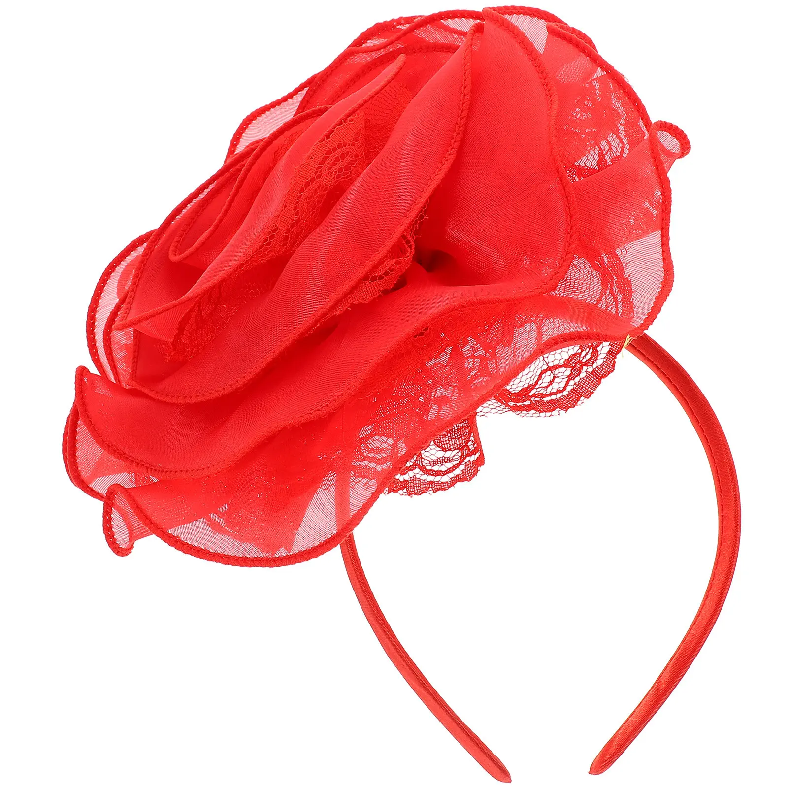 

Large Floral Headband Lace Flower Bridal Accessory Vintage Wedding Party Decor for Women Stage Cosplay Performance