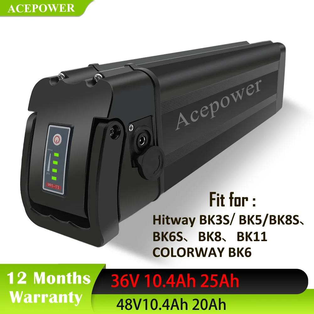 380mm E-Bike-Akku 36V 48V Lithium-Ionen-Akku für Hitway BK3/BK5/BK6/BK8/BK37 COLORWAY BK6 Evercross EK5 Elektrofahrräder