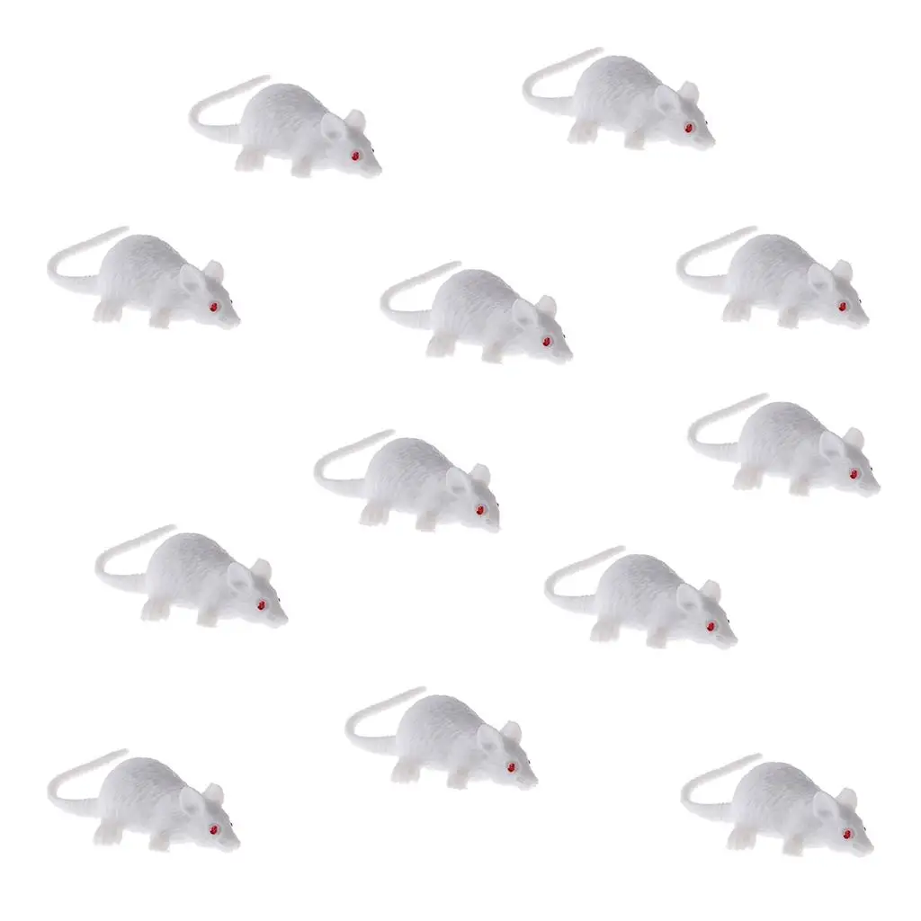 12 Pieces Plastic Animals White Mouse Model Figures, Educational Toys for Toddlers