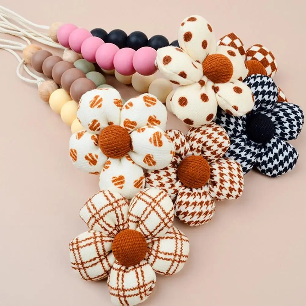 

Cartoon Flower Baby Pacifier Chain Removable Wood Soother Holder Adjustable Silicone Bead Nipple Holder Clips Baby Accessories