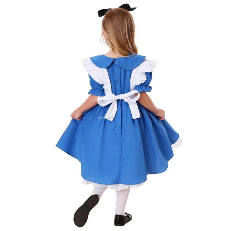 Kids Party Lolita Maid Dress Children Girl Blue Alice In Wonderland Halloween Costume For Cosplay Fancy Carnival Costumes Girls