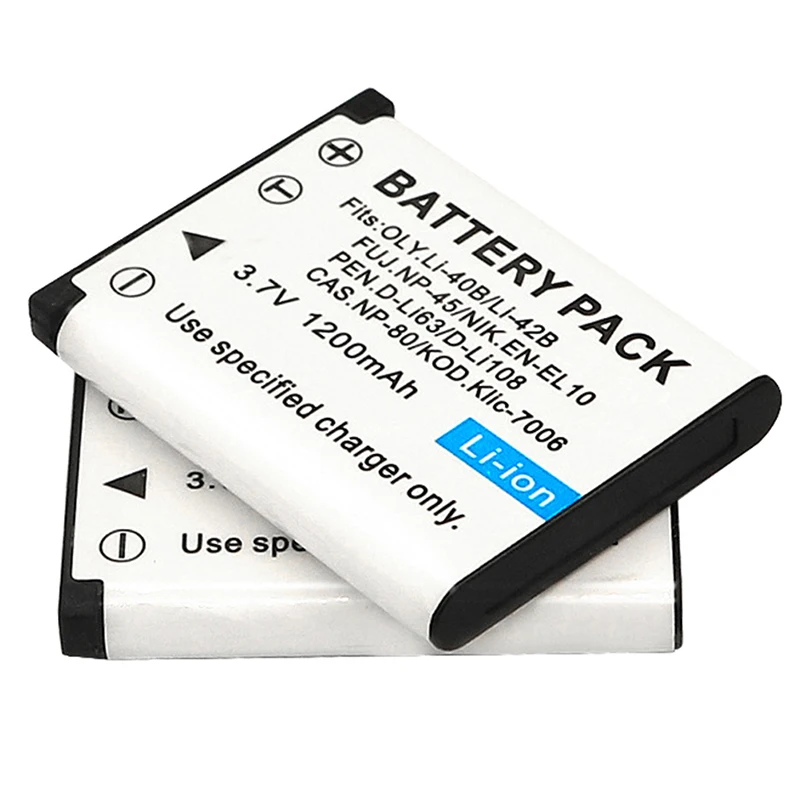 Rechargeable Lithium Battery 3.7V 1200mAh Li-40B Li 40B Li-42B Li 42B Battery For NP-45 NP 45 NP 45A 45B 45S EN-EL10 1Pcs