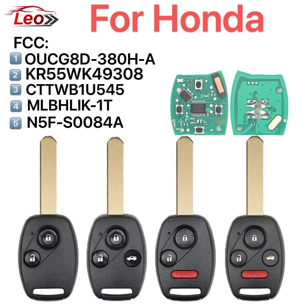 

Leo Car Smart key For Honda Civic Accord CRV Pilot HR-V Fit Insight City Jazz Odyssey 313.8MHZ ID:46CHIP.