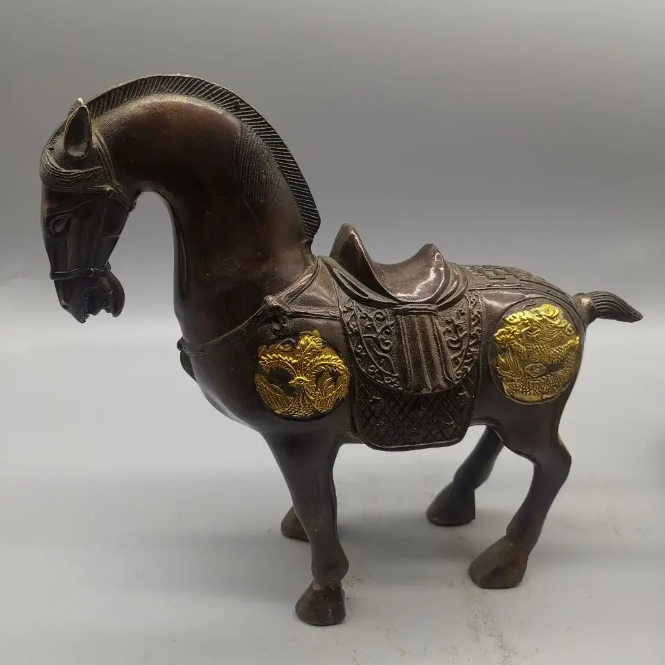 

Медная статуэтка лошади с опущенной головой, символ удачи, китайский зодиак, украшение для офиса и дома, подарок, декор для стола