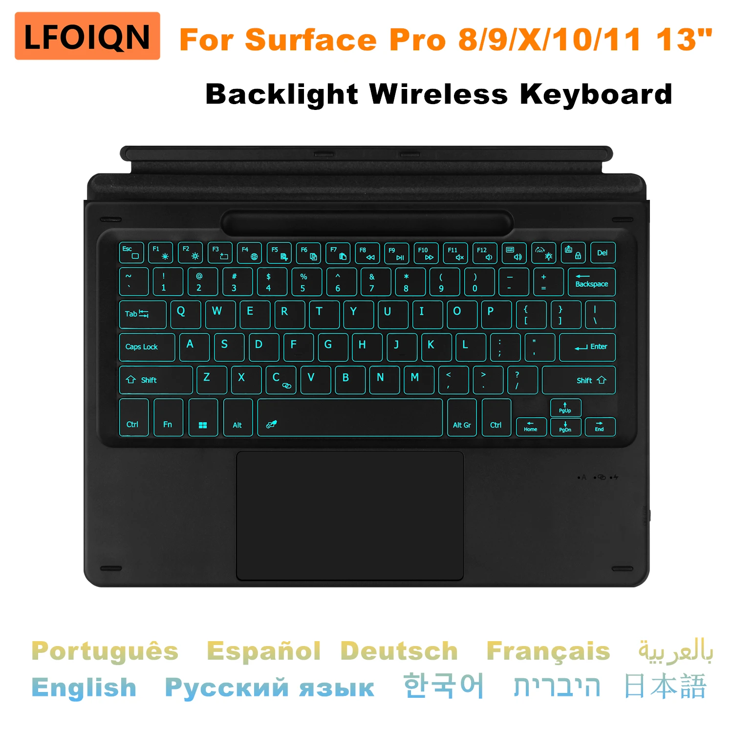 

Чехол-клавиатура LFOIQN с подсветкой для Microsoft Surface Pro 8, 9, 10, 11, X, 13 дюймов, магнитный чехол для планшета, трекпад, беспроводной Bluetooth