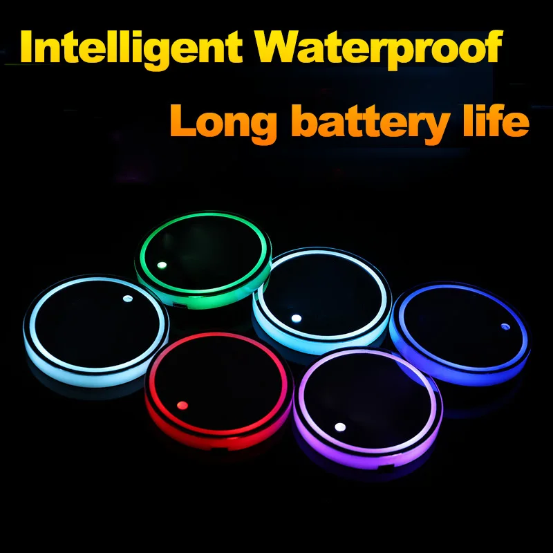 

7 Colors Cup Holder Pad Car Interior Accessories Universal LED Car Cup Holder Light Car Coasters Bottle Atmosphere Light Mats