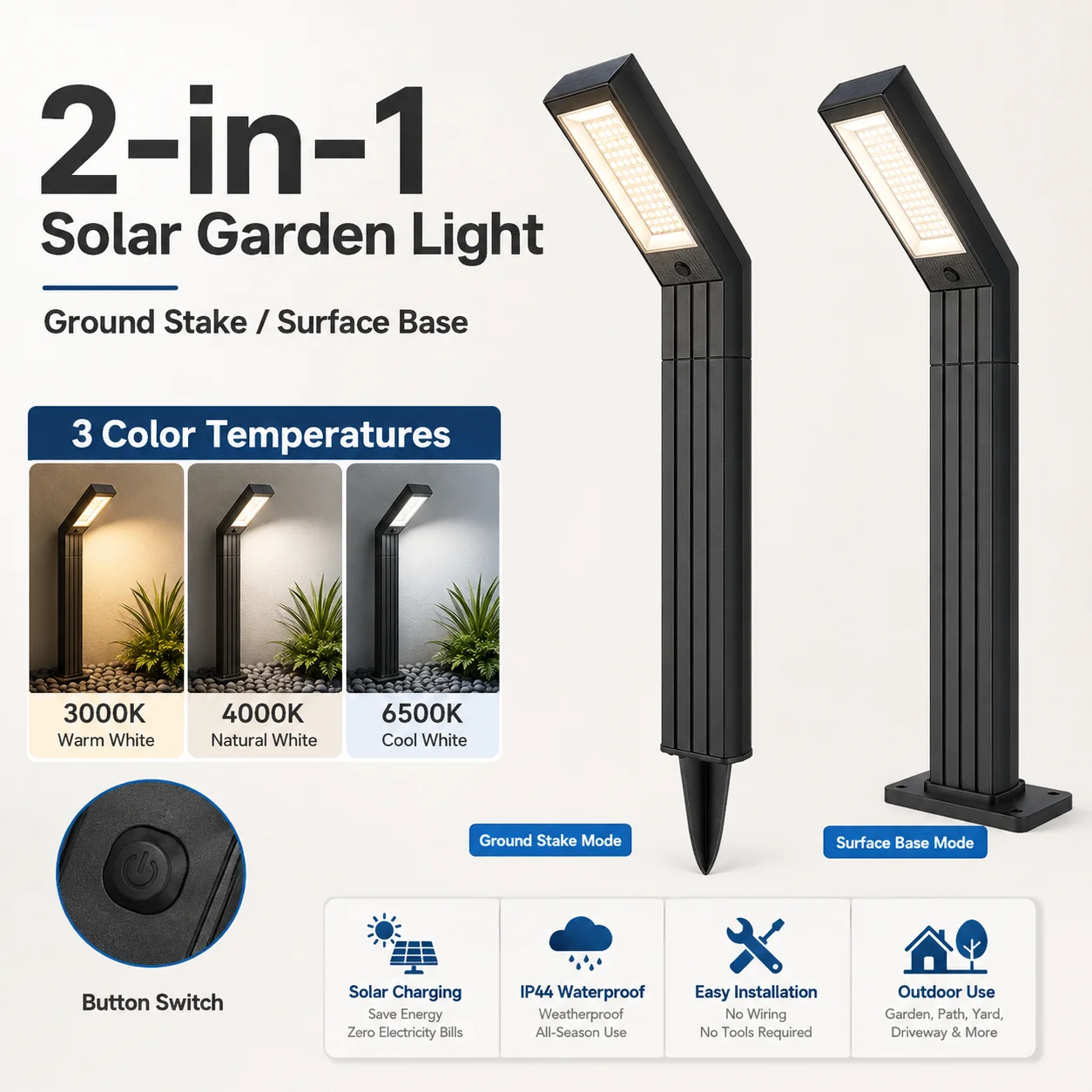 Led Solar Outdoor Lights Landscape Yard Decoration Lawn Light for Garden Camping Path Outside Fixtures Solar Lamp 3 Colors