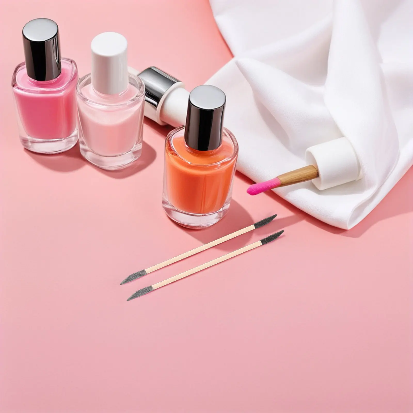 60Pcs Wooden Double-Ended Sanding Sticks Manicure Cuticle Pusher Nail Art Detailing Tool Buffing Polish Smoothing for Home Salon