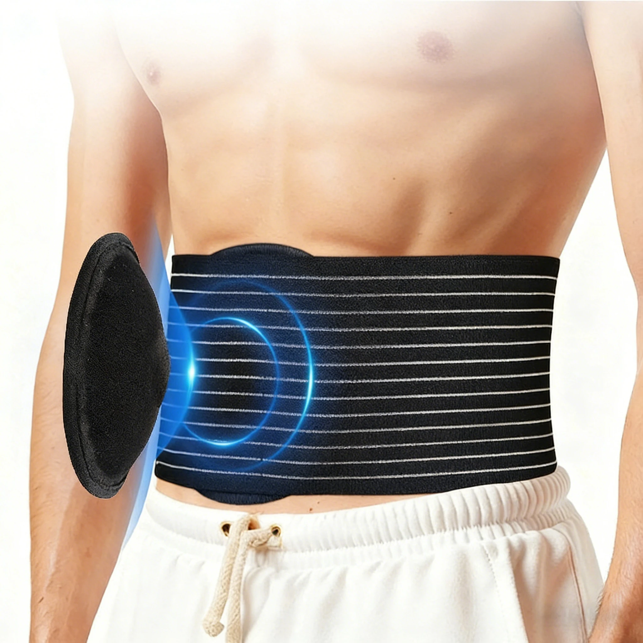 Cinto para Hérnia Abdominal com Almofada de Compressão, para Homens e Mulheres, Suporte Abdominal para Hérnia Incisional, Epigastrica, Ventral, Inguinal