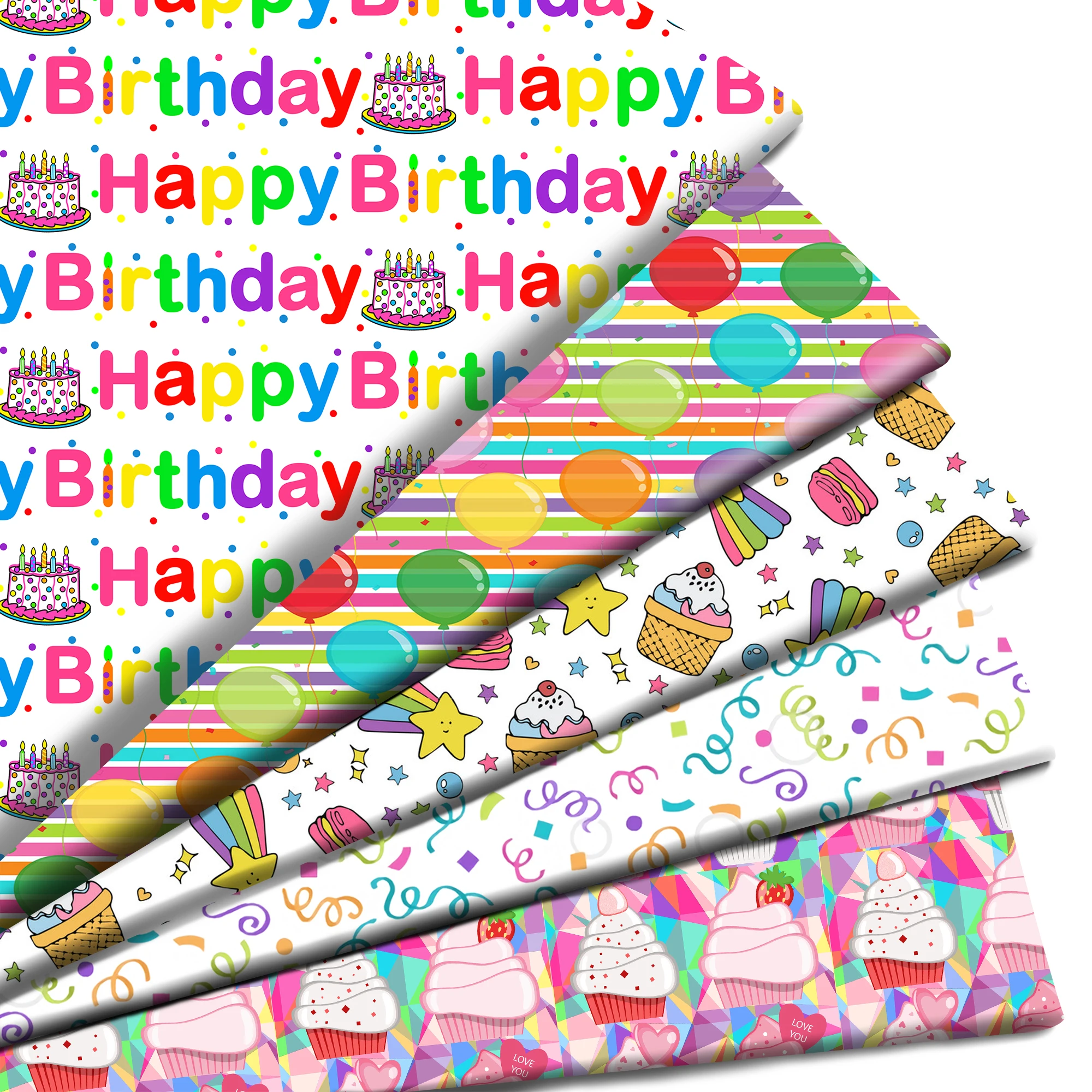 Happy Birthday Cake Balloon Printed Polyester Pure Cotton Material Patchwork Tissue Sewing Quilting Pre-cut Needlework DIY Cloth