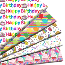 Happy Birthday Cake Balloon Printed Polyester Pure Cotton Material Patchwork Tissue Sewing Quilting Pre-cut Needlework DIY Cloth
