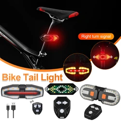 Bike Turn Signal Rear Light USB Rechargeable Bicycle Taillights Waterproof Wireless Remote Control Cycling Tool for Night Riding