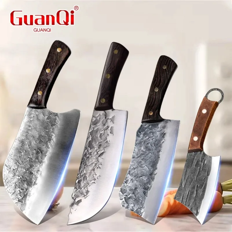 Hand Forged Kitchen Knife Stainless Steel Chef's Chopper Knife Cleaver Fish Vegetables Slicing Knive Wood Handle Butcher Knife
