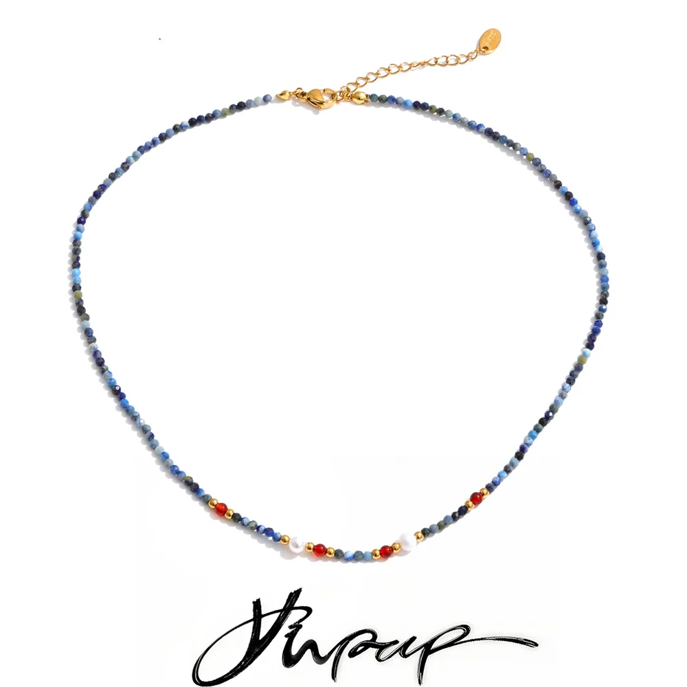 Yhpup 2026 Halskette aus Natursteinperlen, handgefertigt, für Damen, hochwertig, trendig, exquisiter Schmuck, Geschenk