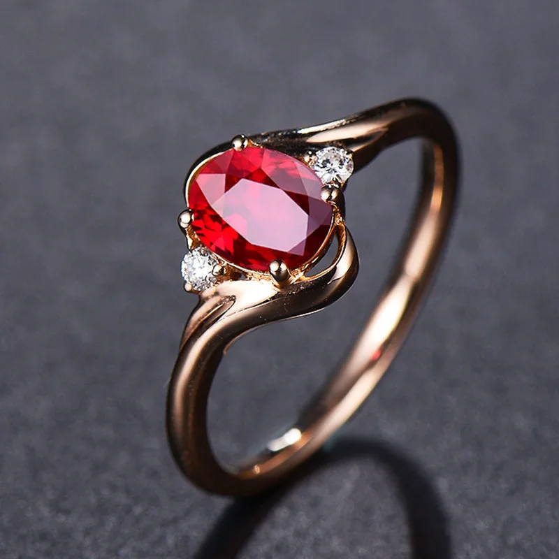 DIY accessories Cross-border hot-selling pigeon blood red corundum gemstone ring, female, European and American luxury diamond-e