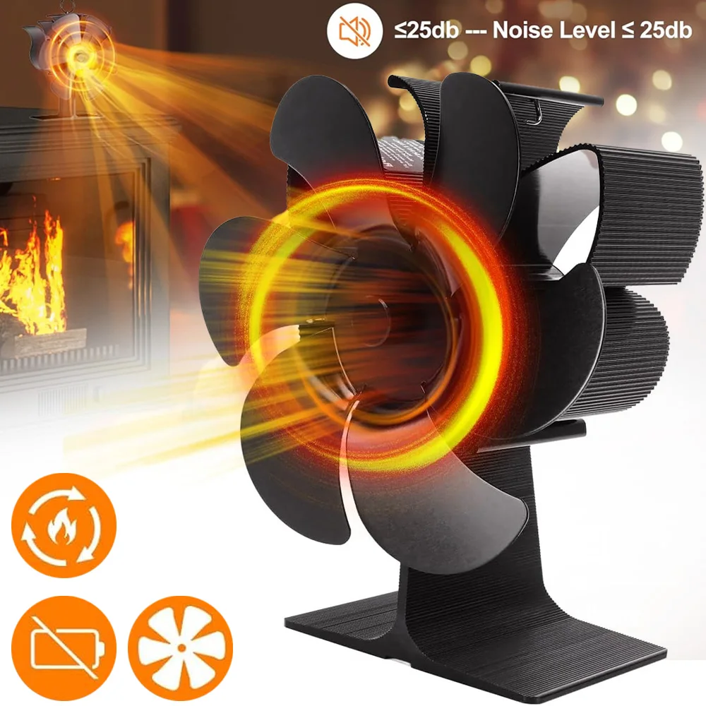 Ventilatore per camini alimentato dal calore, ventilatore silenzioso per la circolazione dell'aria, ideale per camini, stufe e bracieri a legna, per u