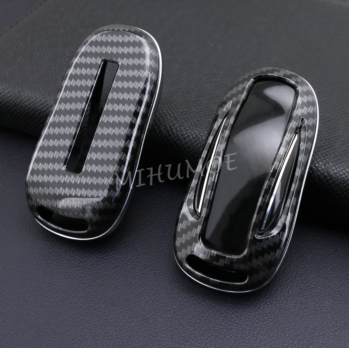 Carbon Fiber Car Key Fob Chain Ring Cover Case Keychain Shell Accessories For 2016-2023 Tesla Model X