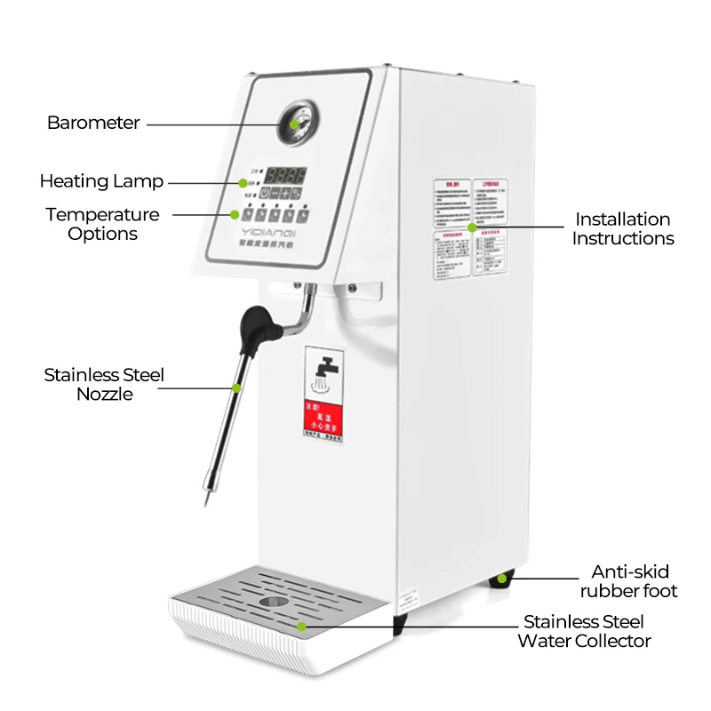 MOSEENER electric commercial and domestic steam milk frother with a variety of milk foam density options