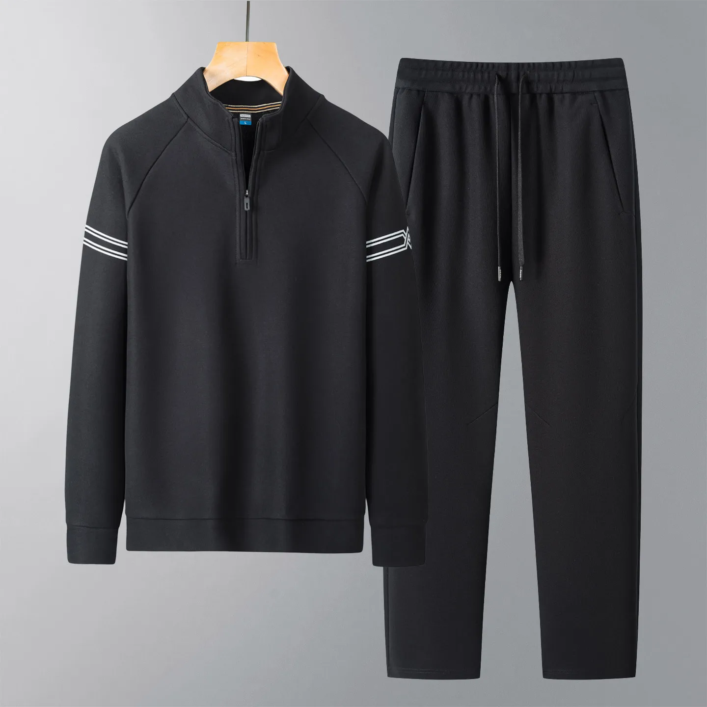 Running Sets Quick Dry Long Sleeve Men's Training Top Half Zip Sportswear Football Fitness Cycling Gear Stand Collar T-Shirt