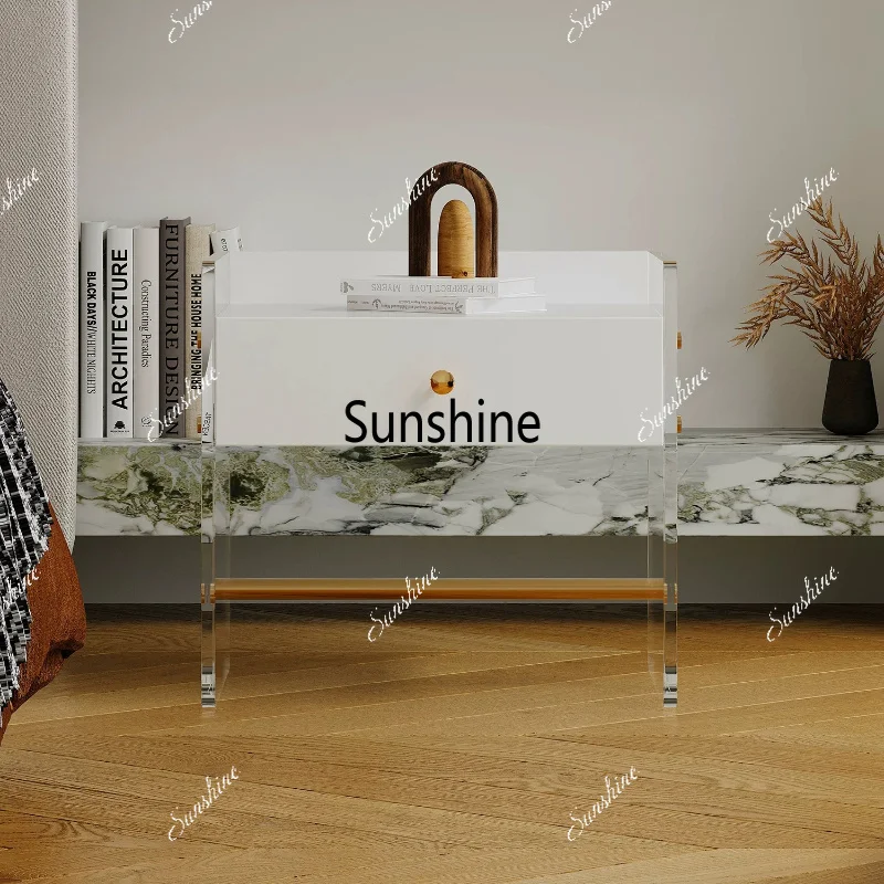 French cream style simple modern acrylic children's bedside table