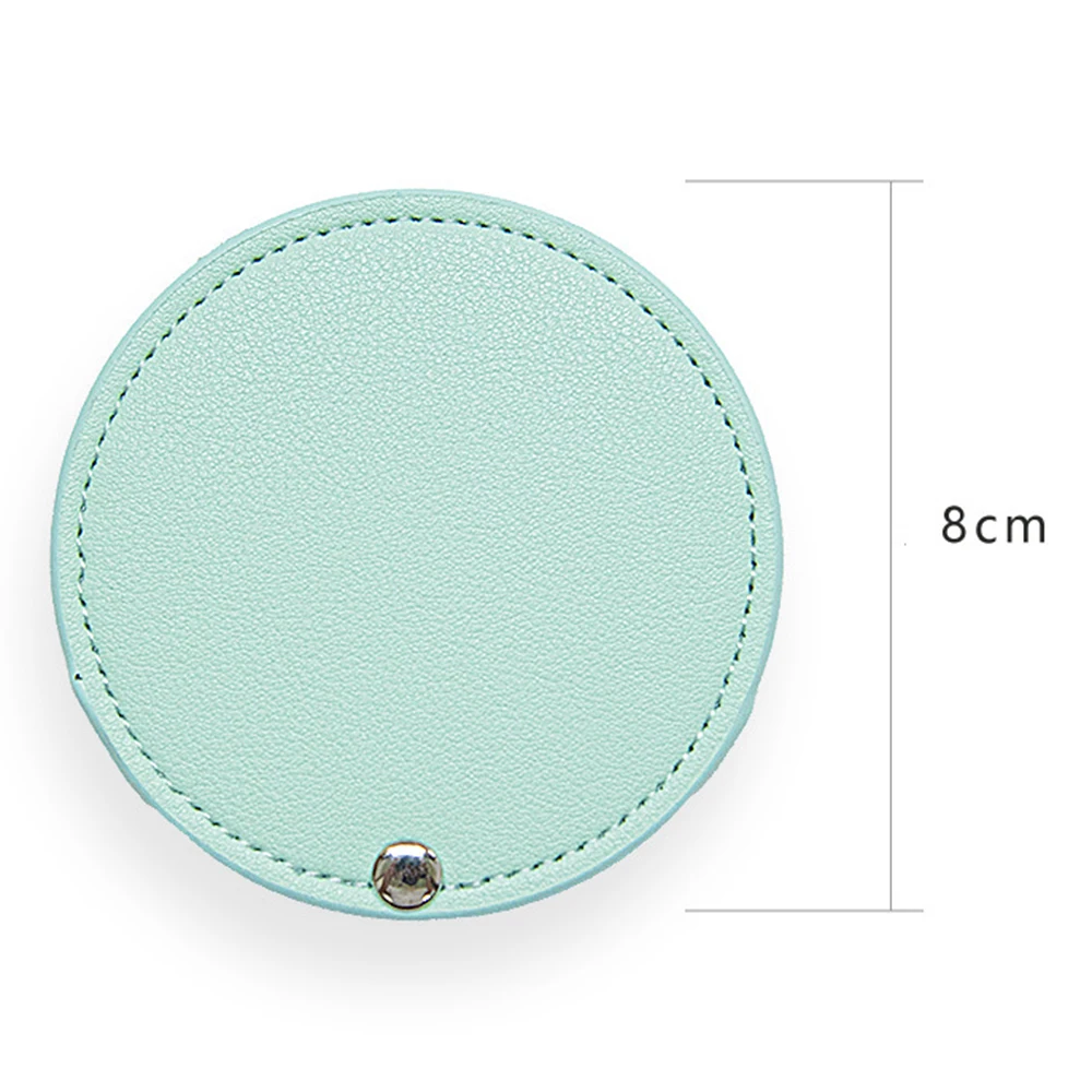 PU Leather Ultra-thin Round Makeup Mirror Stainless Steel Double-sided Cosmetic Mirror Folding Pocket Compact Mirror for Travel