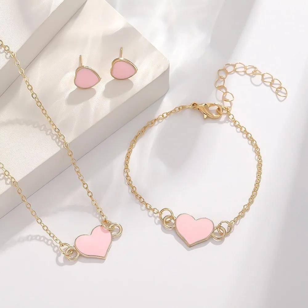 Elegance Style Butterfly Jewelry Set Dripping Oil Minimalist Heart Necklace Ring Set Creative Artistic Design
