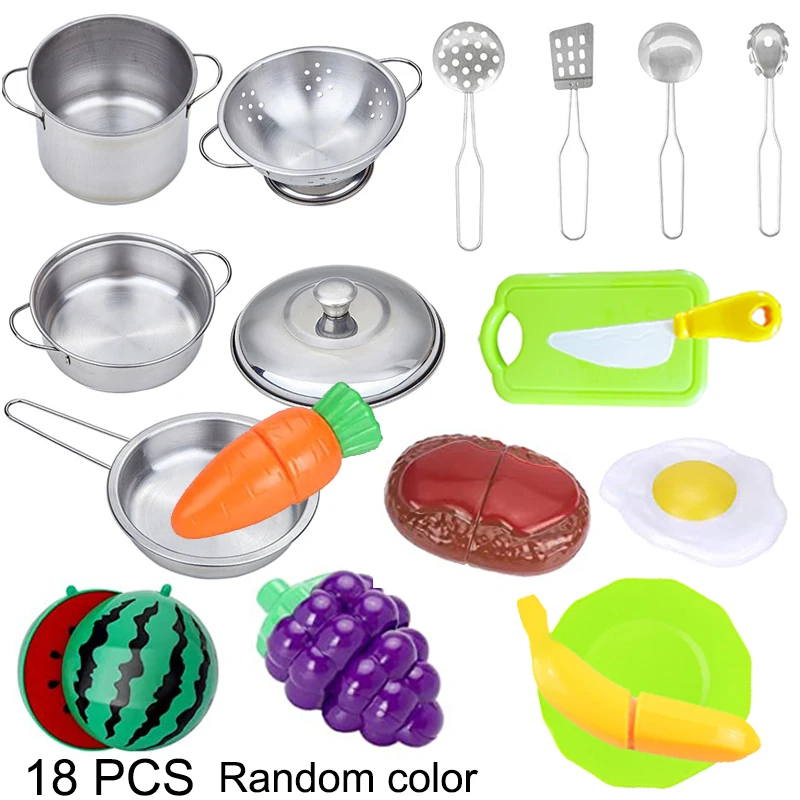 MINI Küche Utensilien Spielzeug Set Für Kinder Mädchen Edelstahl Kann Lebensmittel Kochen Küche Spielzeug Bildung Pretend Spielen