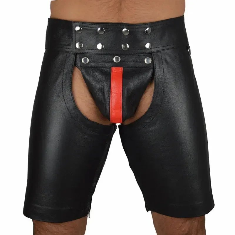 qq28LQMens مثير ضيق اللاتكس PVC عبودية القوطية الرجال الأسود بولي Leather السراويل الجلدية تيدي الوثن ازياء كلوبوير فاسق زي
