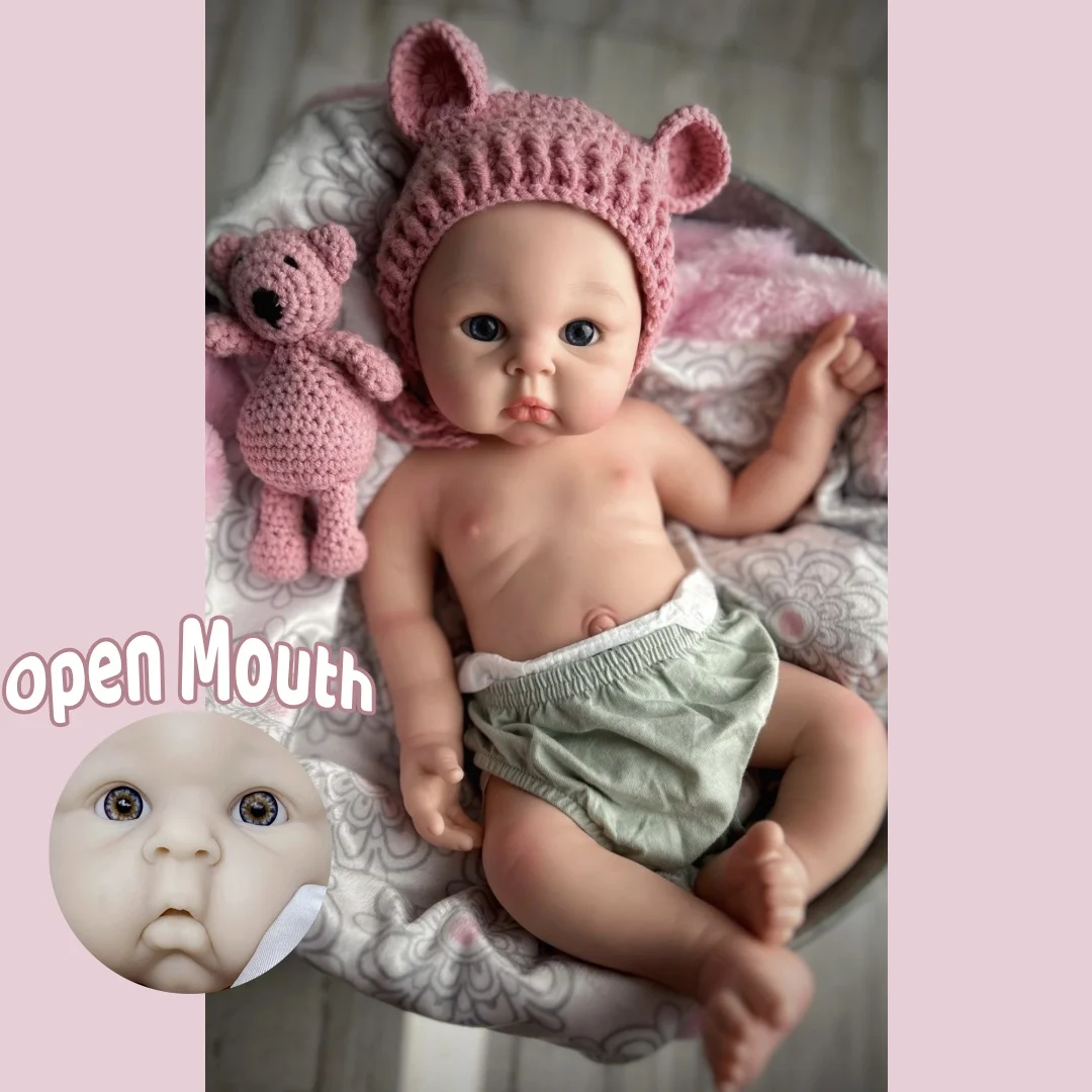 

18Inch Can Open Mouth Painted&Unpainted Soft Silicone Bebe Reborn Girl Doll Lifelike Realistic Newborn Girls Doll Perfect Gifts