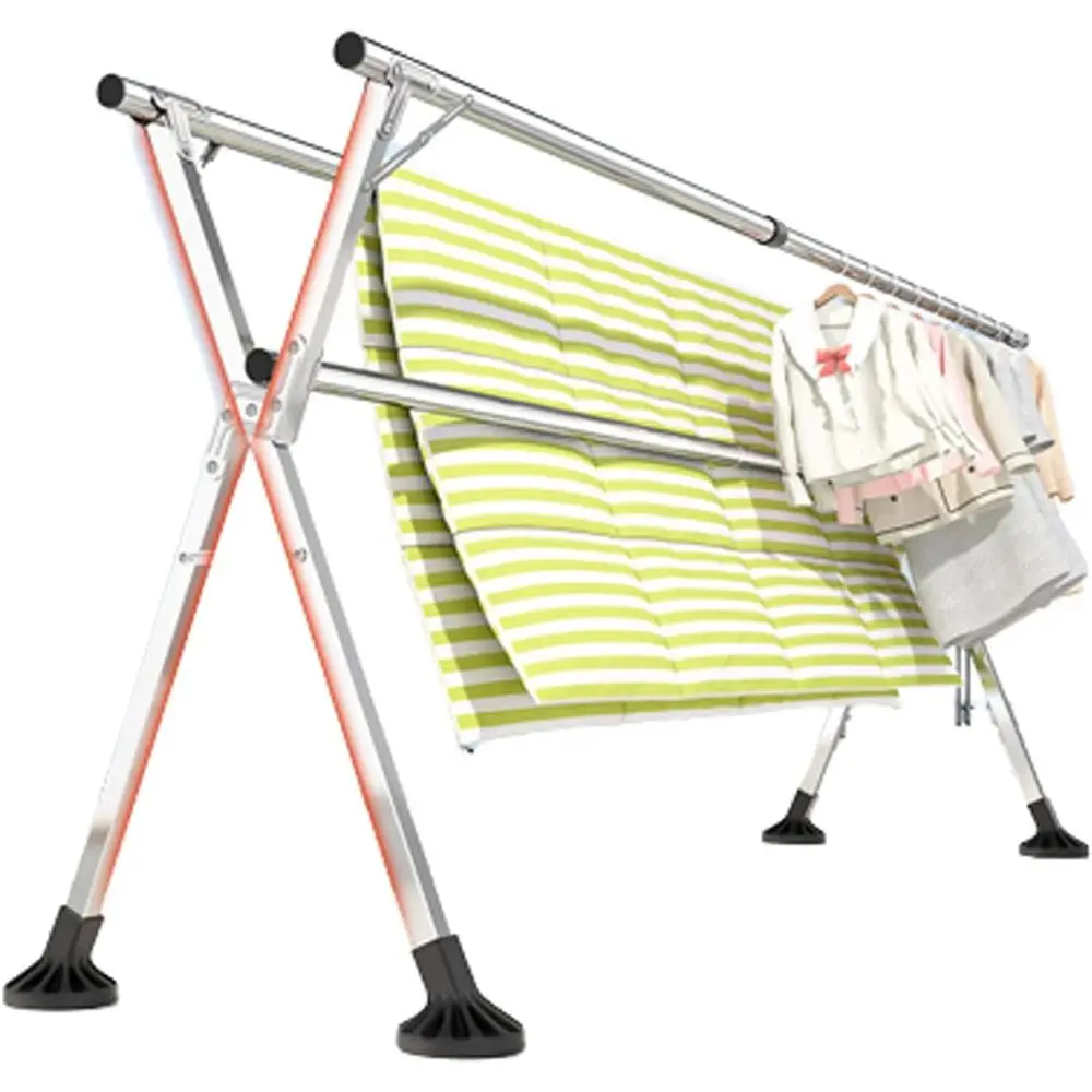 Indoor/Outdoor Portable Stainless Steel Clothes Drying Rack for 94 Towels & Linens
