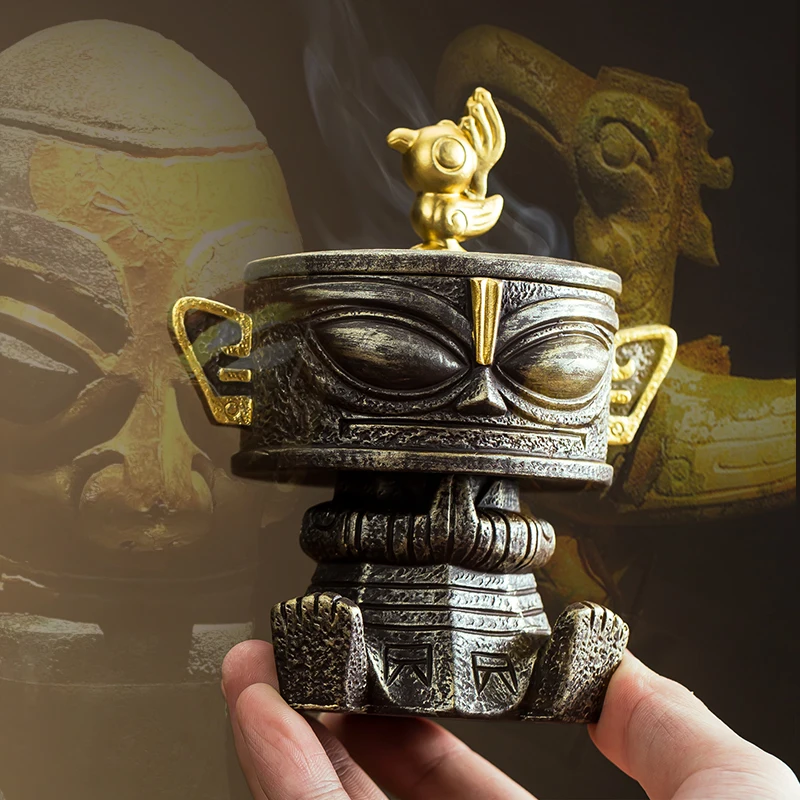 

Sanxingdui Incense Burner Ceramic Household Cultural Creation Incense Plate Vertical Eye Mask God Archaeological Souvenir Gift