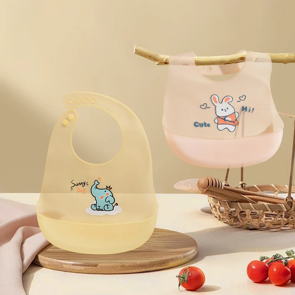 Baby Bib, Soft Silicone Neck Guard, Double-Layer Leak-Proof Pocket, Infant Feeder, All-Season Universal image 3