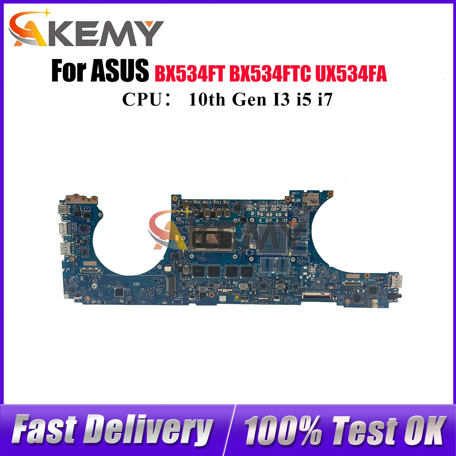 

UX534FA Laptop Motherboard For ASUS BX533FTC UX534FT UX534F BX534FTC UX534FTC RX534FTC BX534FT Mainboard With 10th Gen I3 i5 i7