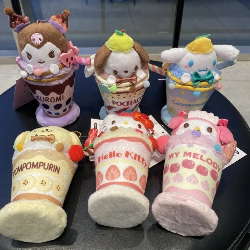 Sanrio Hello Kitty Kuromi Cinnamoroll Parfait Ijs Zacht Pluche Sleutelhanger Rugzak Rits Hangende Decoratie Telefoon Charme Cadeau